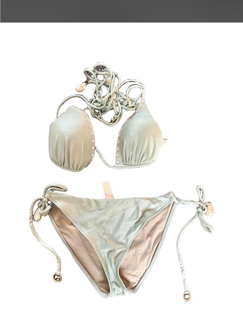 Classic Tie-Side Bikini Set in Mint Green - Brand Not Visible